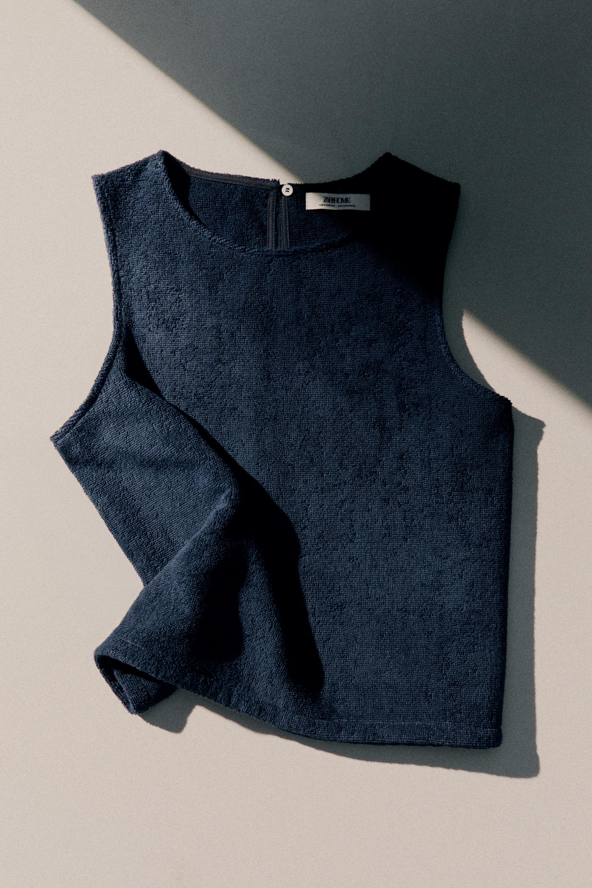COTTON TERRYCLOTH BEACH TOP — Navy blue