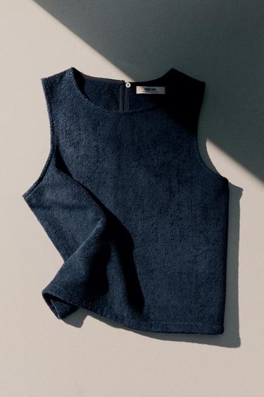 COTTON TERRY BEACH TOP - Navy blue by Zara - Image 4