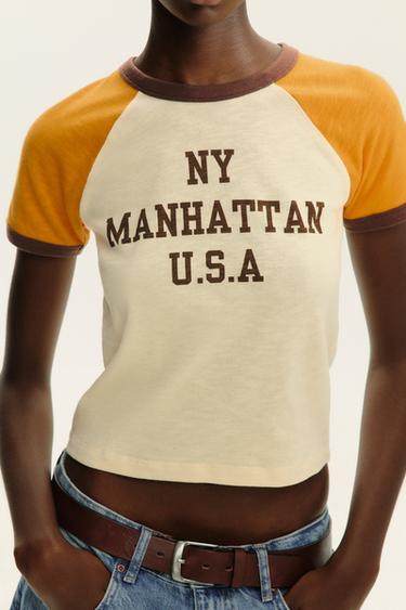 T-SHIRT INSCRIPTION CÔTELÉ - blanc-orange de Zara - Image 2