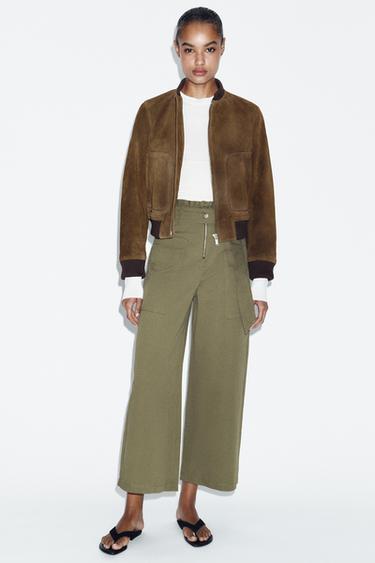 PAPERBAG CARGO TROUSERS WITH BELT - Khaki by Zara