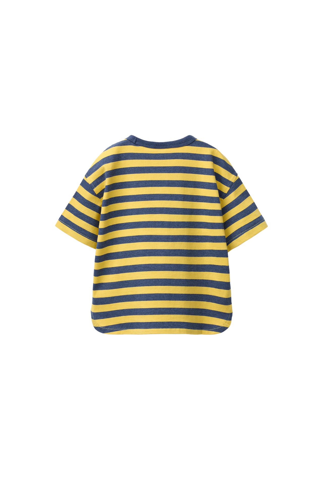 STRIPED PRINT T-SHIRT — Soft gold