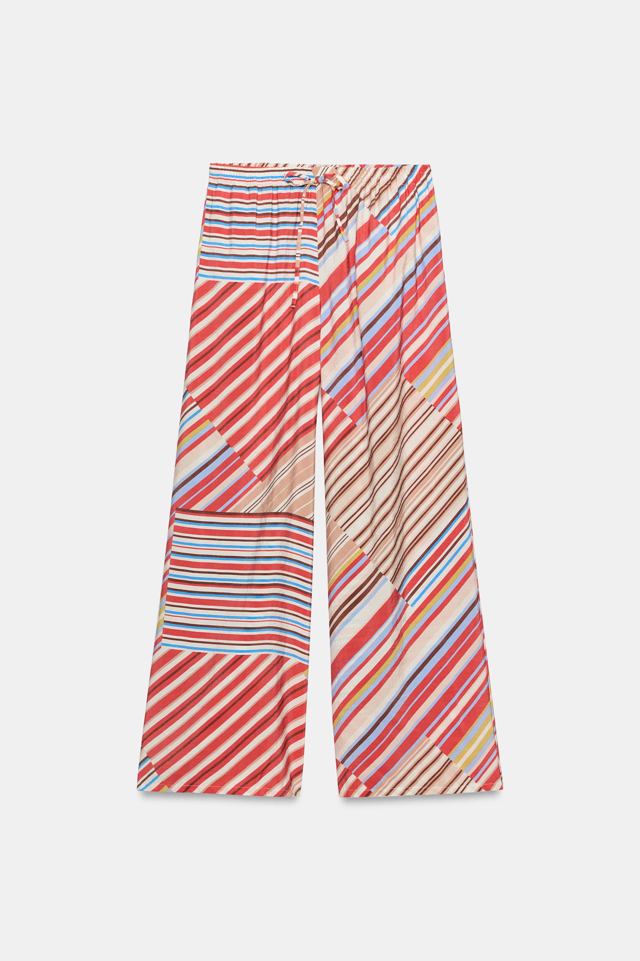 STRIPED WIDE-LEG PANTS