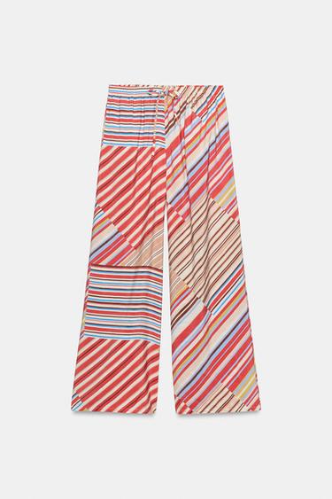 Zara STRIPED WIDE-LEG PANTS - striped