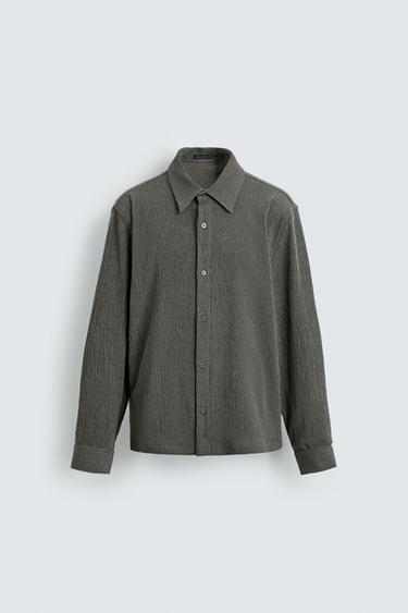 IRREGULAR TEXTURE RELAXED FIT SHIRT - Grey green by Zara