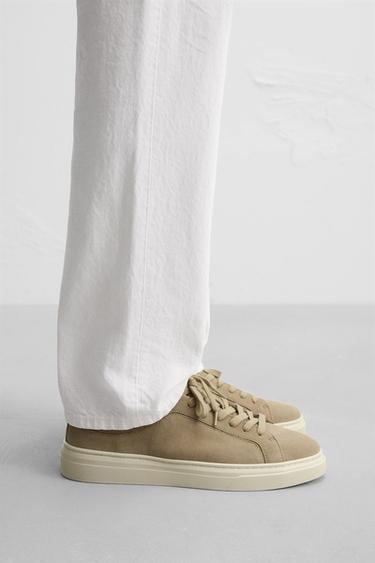 TÊNIS DE COURO - Bege da Zara - Imagem 0