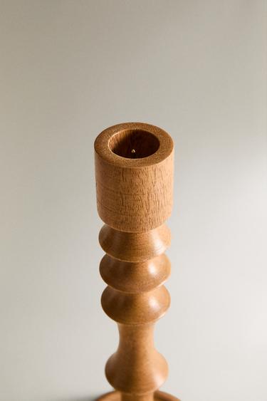 WOODEN CANDLESTICK - Light beige by Zara - Image 1