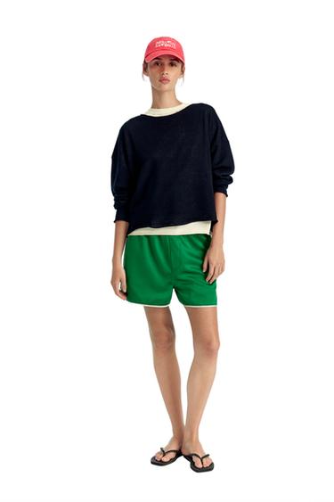 CONTRAST SATIN SHORTS - Green by Zara - Image 0