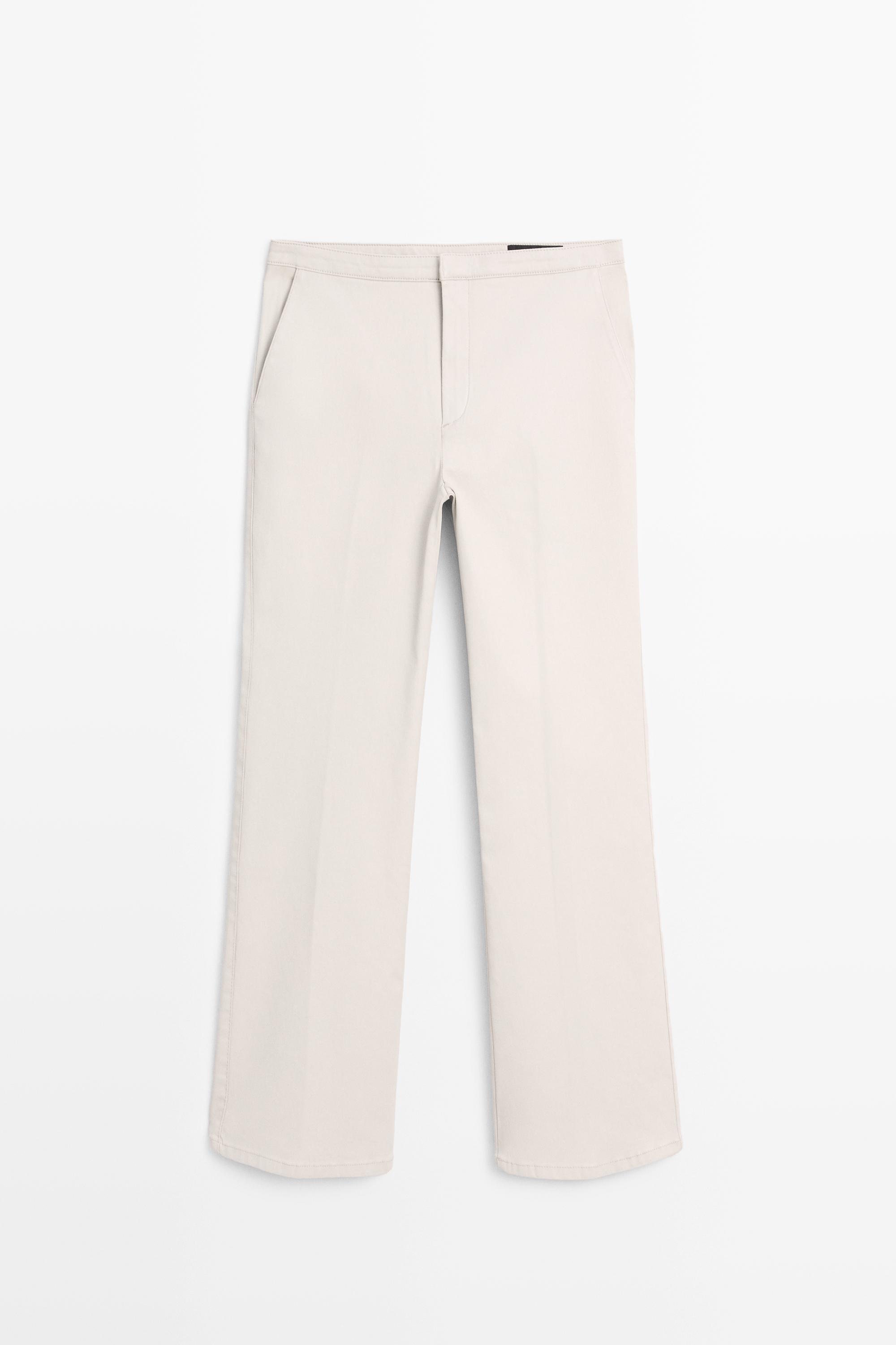 Mid-waist waxed flared pants