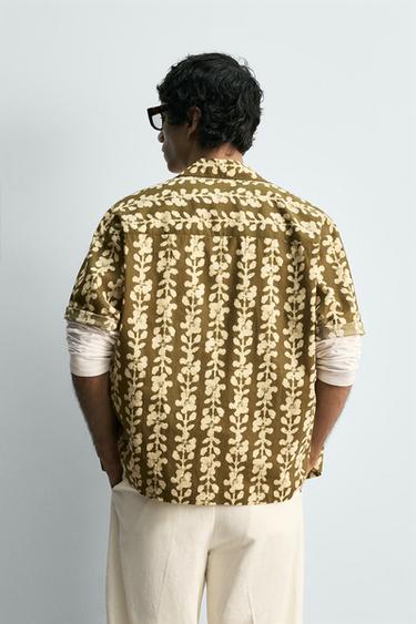 CHEMISE À IMPRIMÉ GÉOMÉTRIQUE - Vert olive de Zara - Image 2