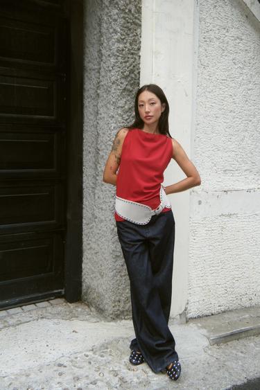 ДРАПИРАНА МАИЦА ОД МЕШАНА ВОЛНА ZW COLLECTION - Црвена од Zara