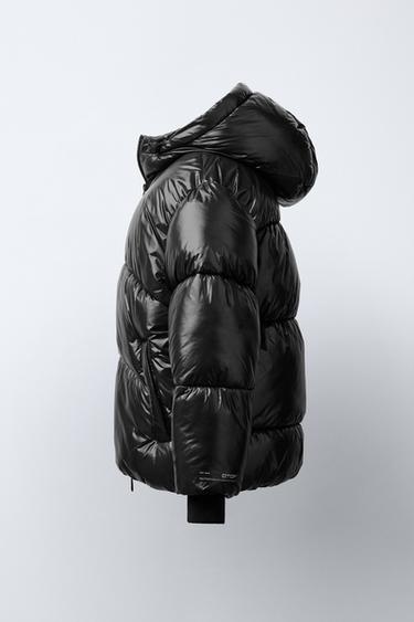 WATER-REPELLENT QUILTED COAT WITH HOODIE - Black by Zara - Image 2