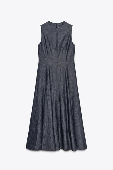 VESTIDO MIDI DENIM ZW COLLECTION - Índigo oscuro de Zara