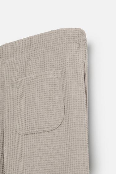 TEXTURED RELAXED FIT CHECK TROUSERS - Brown / Taupe by Zara - Image 9