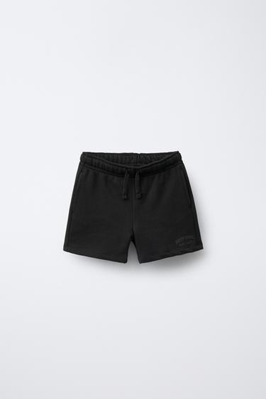 BERMUDA FELPA TEXTO - Negro de Zara