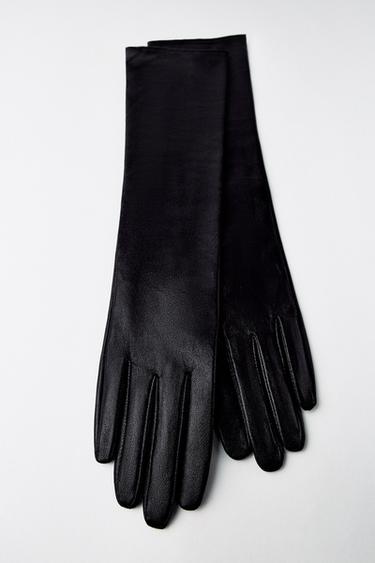 LONG LEATHER GLOVES - Black by Zara