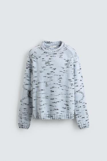 CONTRAST TEXTURED JUMPER - Light blue by Zara