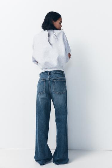 HIGH-WAIST WIDE-LEG TRF JEANS - Navy blue by Zara