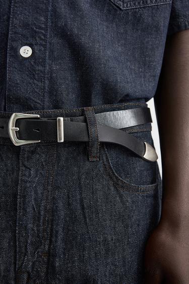 CEINTURE EN CUIR Noir ZARA France - Main Image