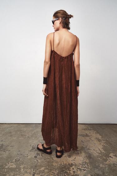 ROBE LONGUE AVEC RAMIE ZW COLLECTION - Marron de Zara - Image 2