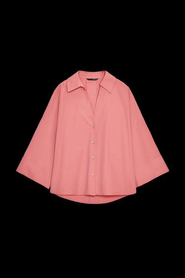 CAMISA POPELÍN MANGA ANCHA - MARSALA de Zara