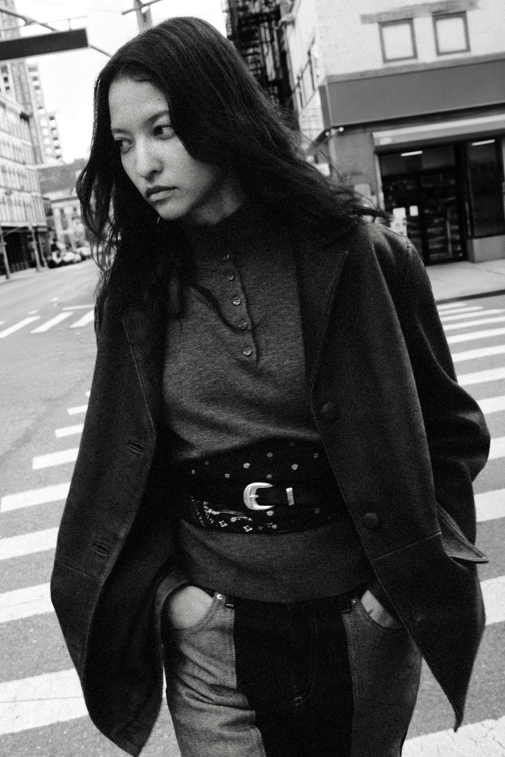BUTTONED HIGH-NECK SWEATER