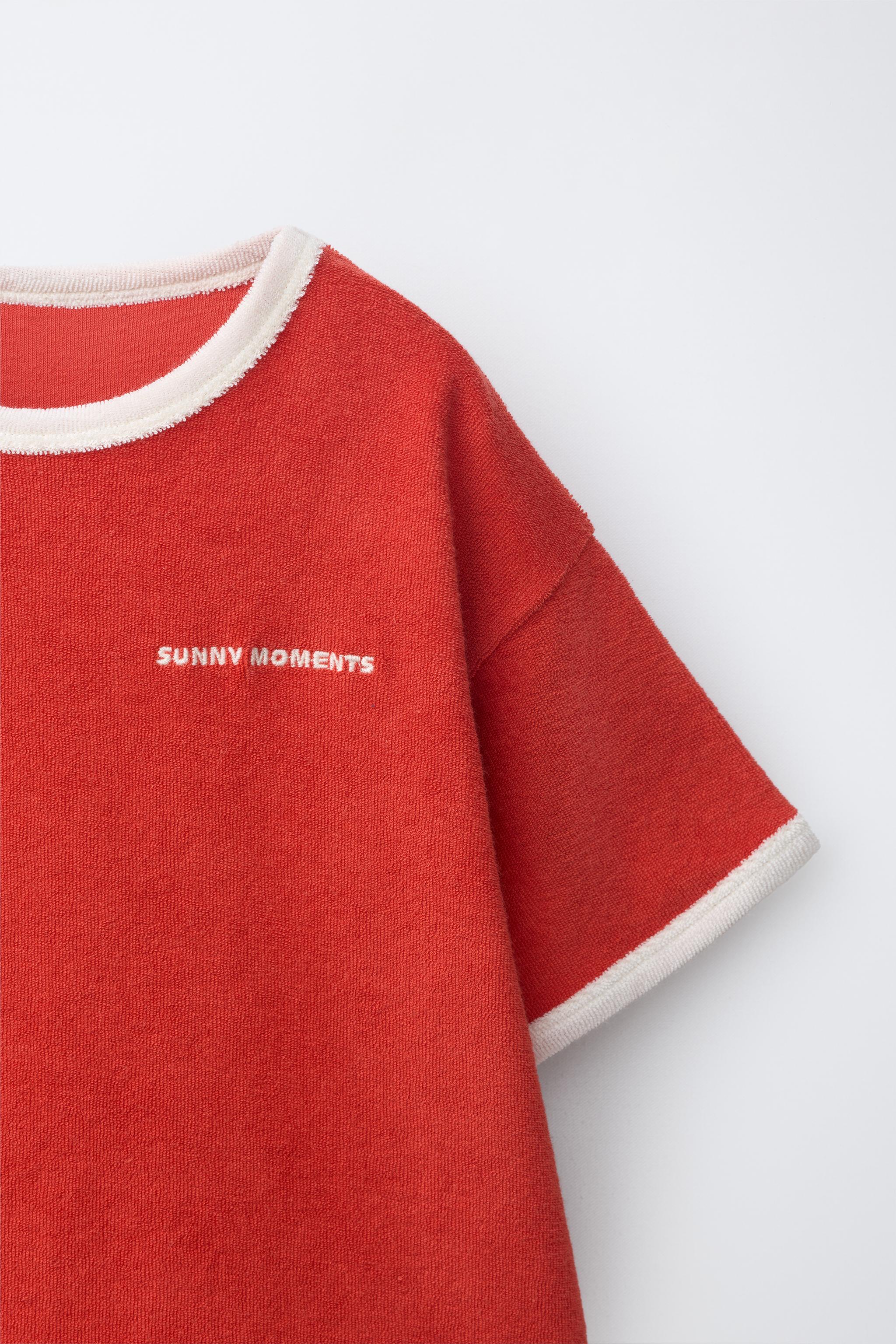 T-SHIRT AND BERMUDA SET WITH TOWEL EFFECT PIPING