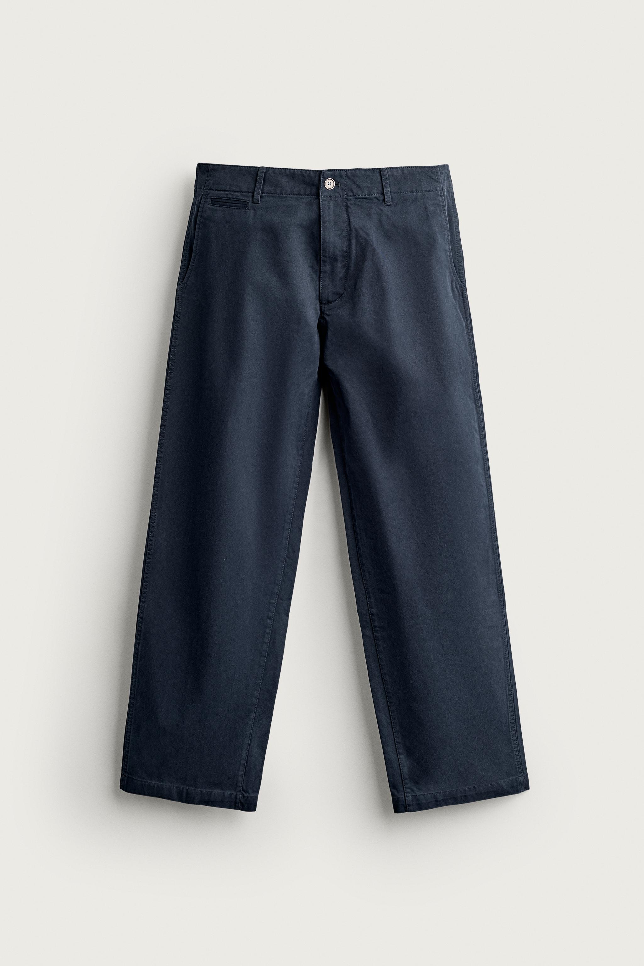 STRAIGHT FIT CHINO PANTS — Navy blue