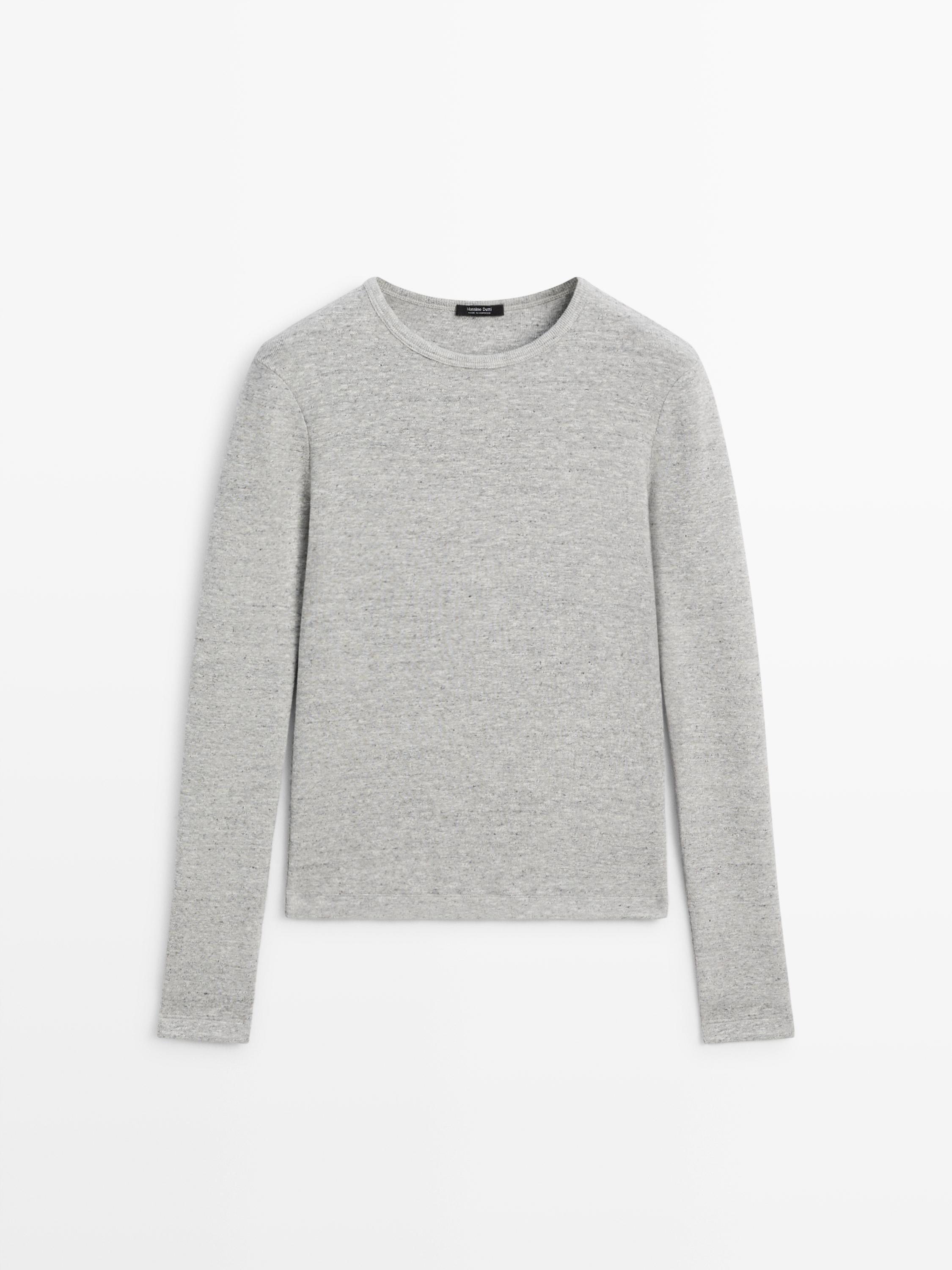 Long sleeve T-shirt with flecked detail