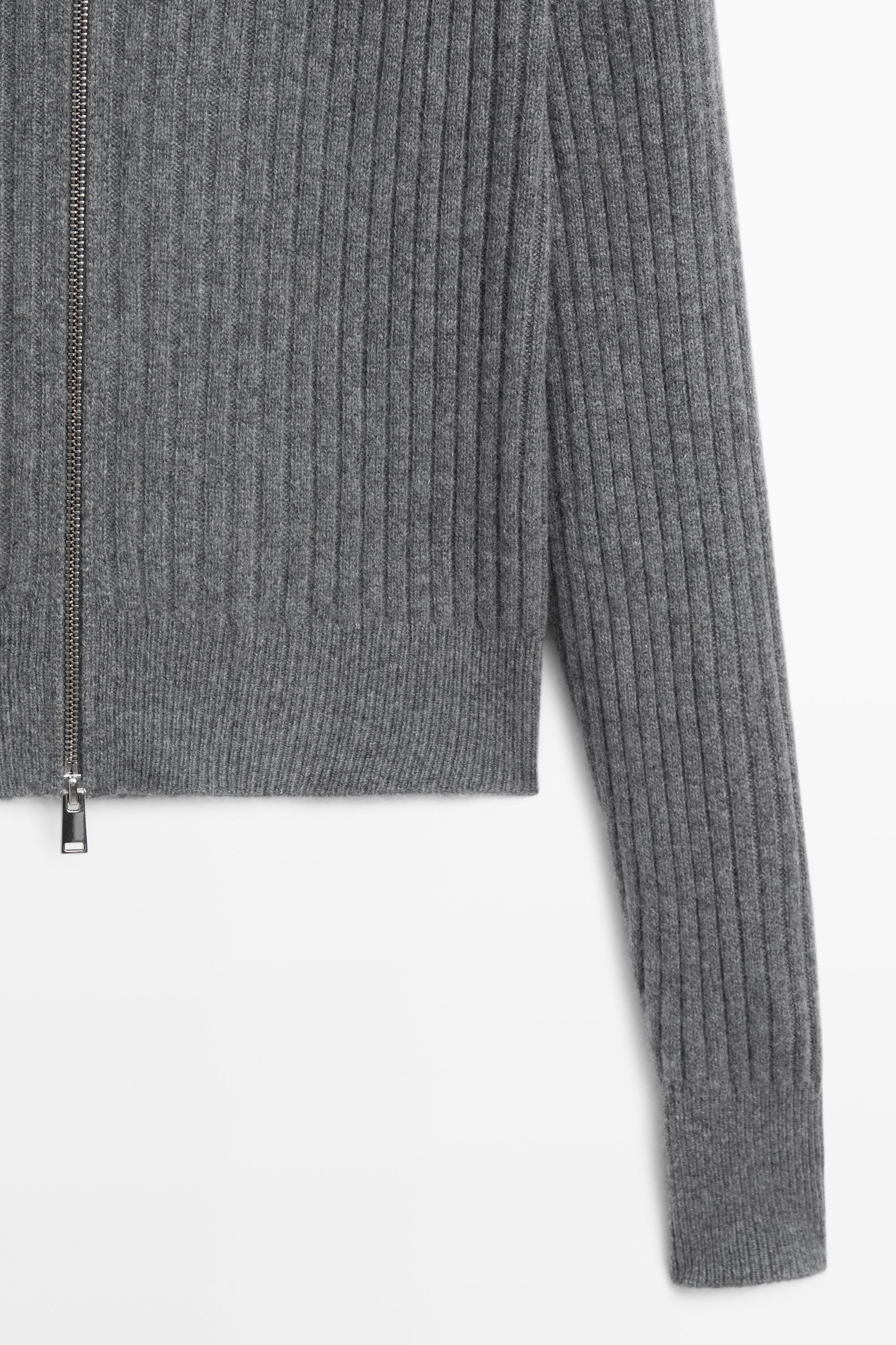 Cardigan en maille côtelée 100 % cachemire
