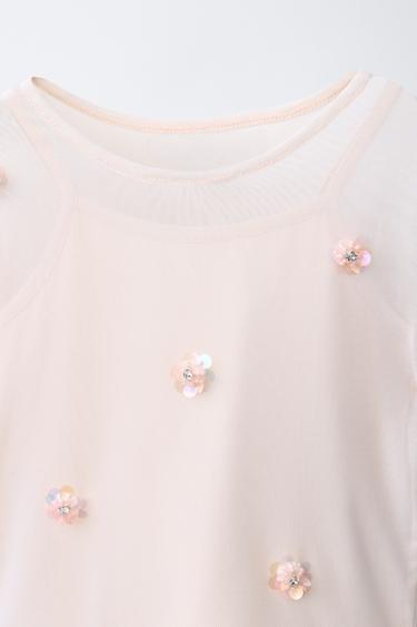 DOUBLE TULLE FLOWER T-SHIRT - Pink by Zara - Image 2