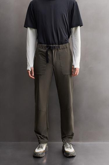 TECHNICAL TROUSERS WITH BELT - Dark brown by Zara