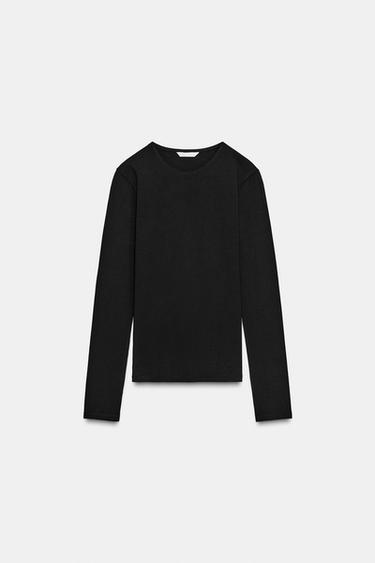 BASIC-T-SHIRT AUS BAUMWOLLE - Schwarz von Zara