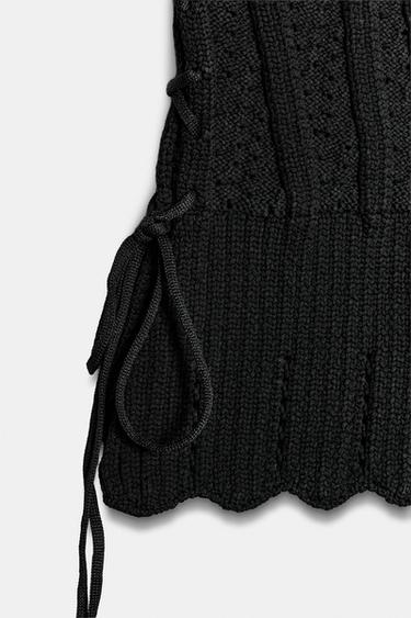 TOP STYLE CORSET EN MAILLE À CORDONS - Noir de Zara - Image 6