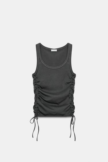 TOP WITH SIDE GATHERING - Charcoal grey by Zara