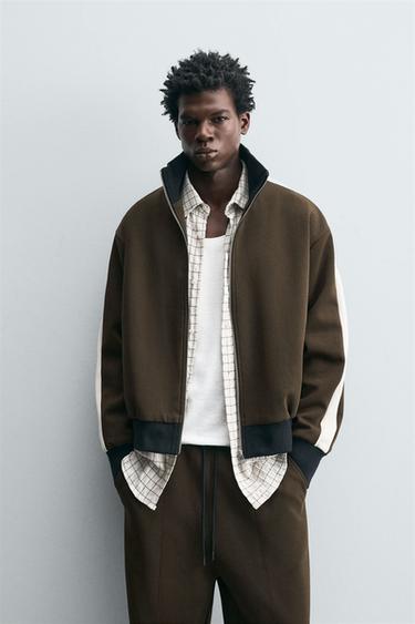 SUDADERA BANDA CONTRASTE - Verde / Crudo de Zara