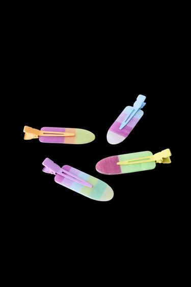FOUR-PACK OF COLOURED HAIR CLIPS - Multicoloured by Zara
