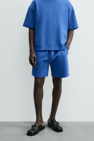 BERMUDA INTERLOCK TÉCNICA - Azulón de Zara