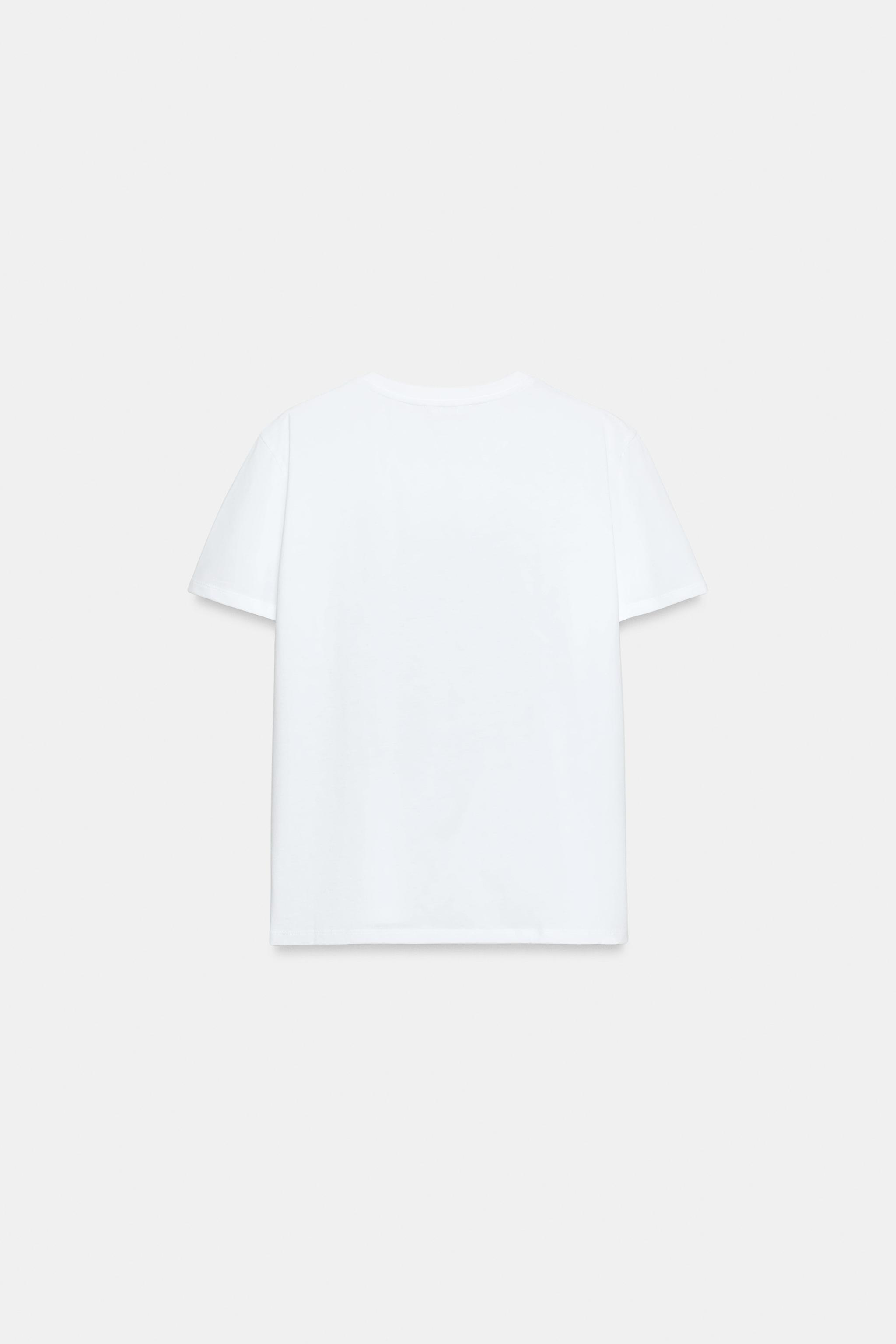 Zara METALİK BASKILI KISA KOLLU T-SHIRT görsel 6