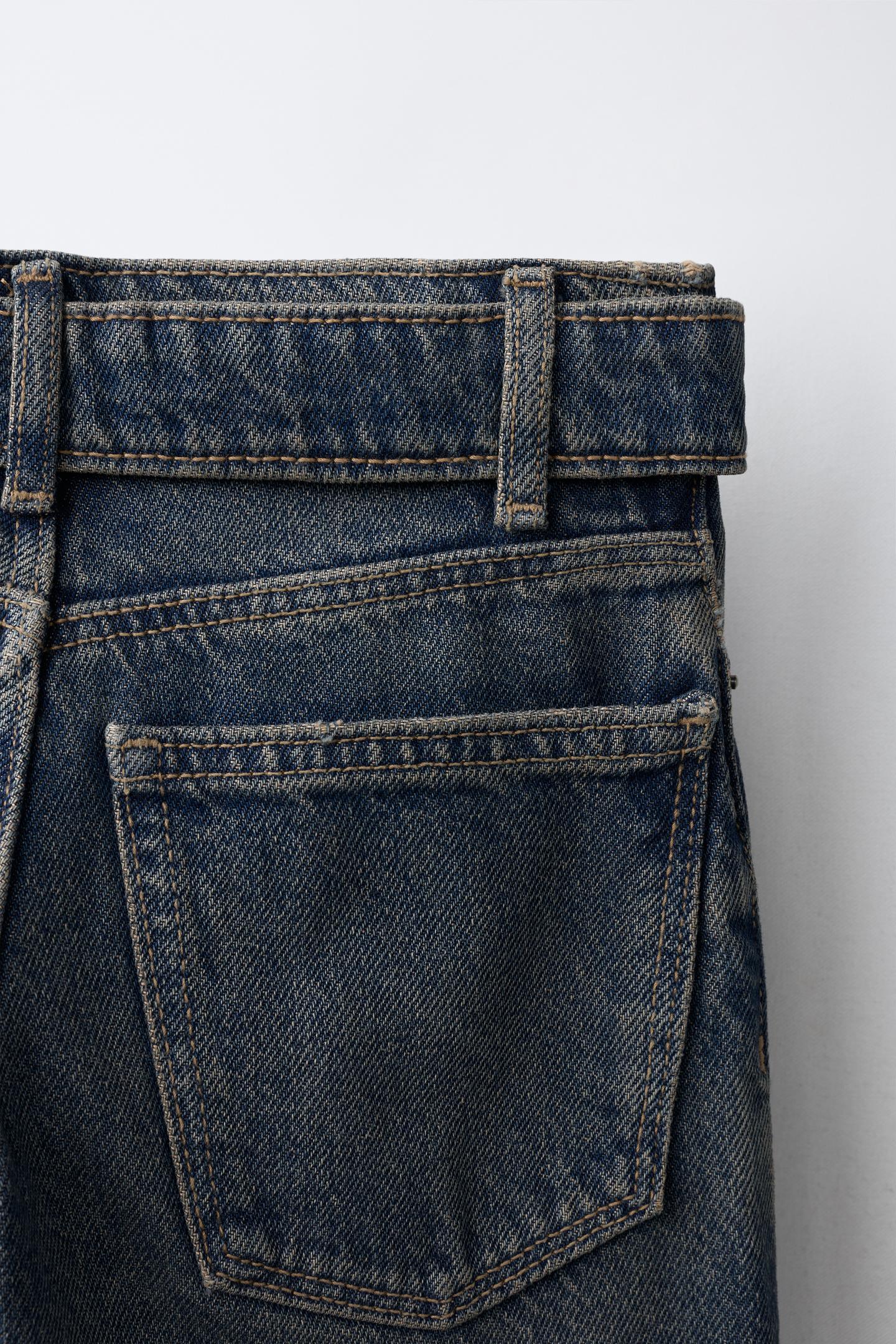 Детские джинсы Zara Wide-Leg Jeans with Belt, цвет: Синий — фото 4