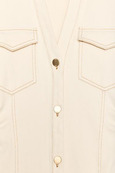 ROBE Z1975 MI-LONGUE EN JEAN - Écru de Zara - Image 7