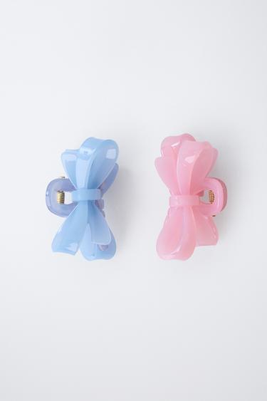 TWO-PACK OF BOW HAIR CLIPS - Pink by Zara