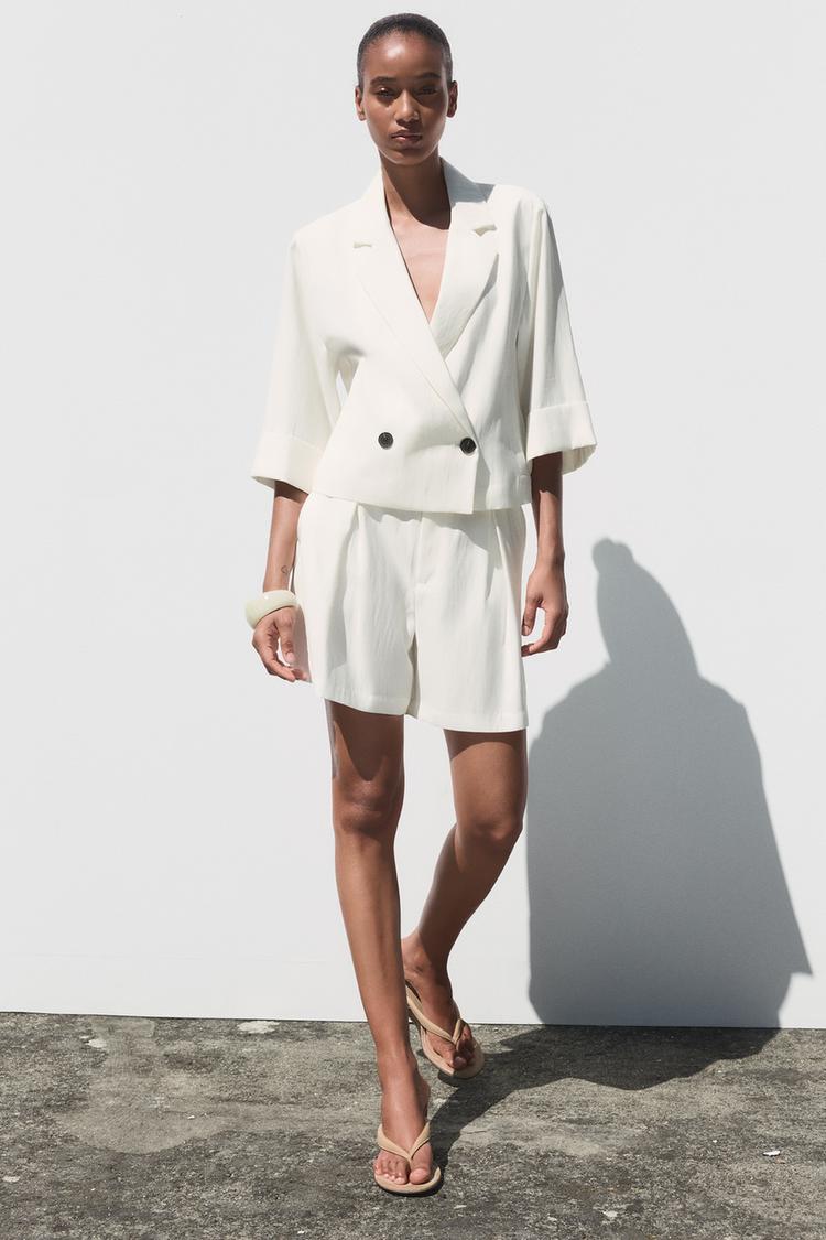 CROPPED DOUBLE-BREASTED BLAZER White ZARA Australia