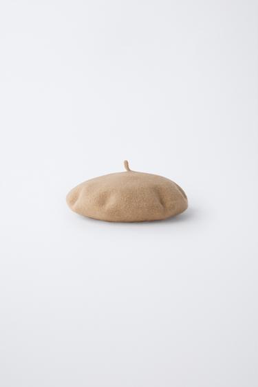 100% WOOL BERET - camel by Zara