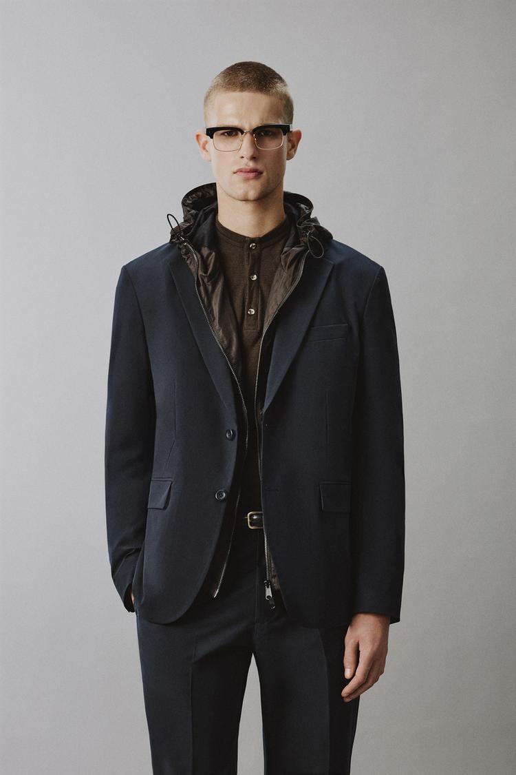 ZARA NON-IRON TECHNICAL SUIT BLAZER