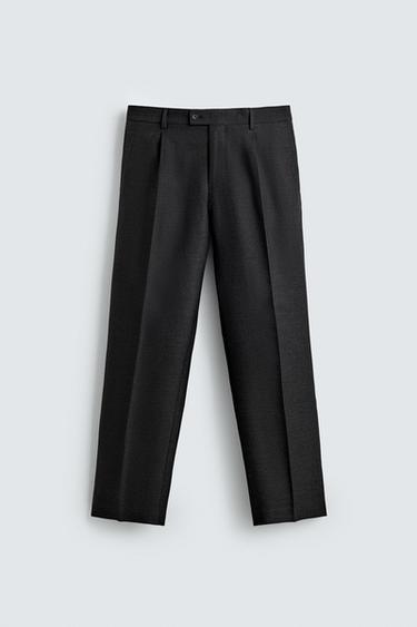PANTALON REGULAR FIT À PLIS - Gris anthracite de Zara