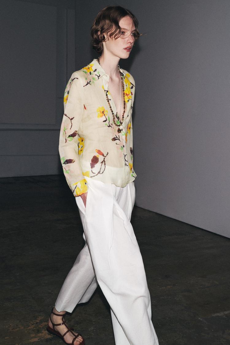 CAMISA RAMIO FLORES ZW COLLECTION Crudo ZARA Chile