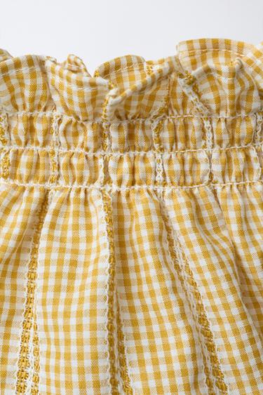 CULOTTE À IMPRIMÉ CARREAUX VICHY - Jaune de Zara - Image 2