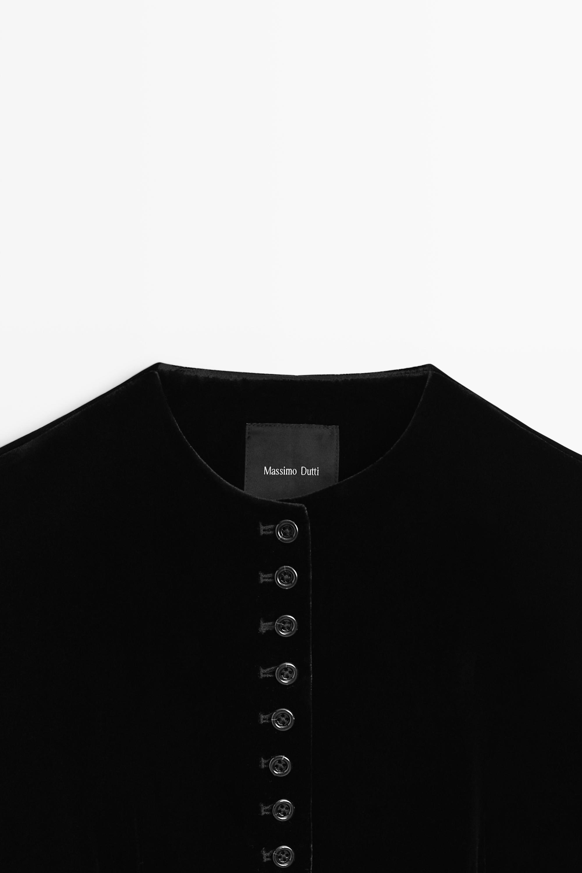 Velvet blazer with button detail