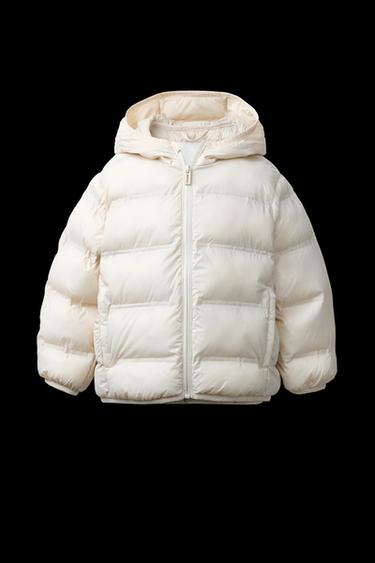 Zara LIGHTWEIGHT HOODED PUFFER JACKET - Ecru - Image 0