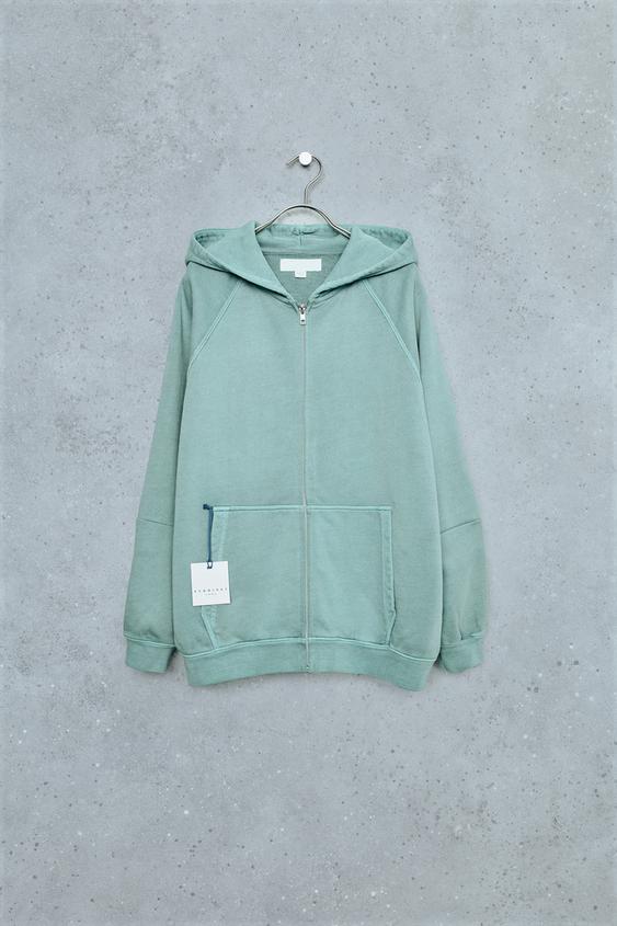 STORIESZ - WASHED EFFECT SWEATSHIRT WITH ZIP - Turquoise by Zara - Image 0